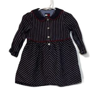Dark Blue Tommy Hilfiger Denim Dress with Sailor Collar 12-18mos